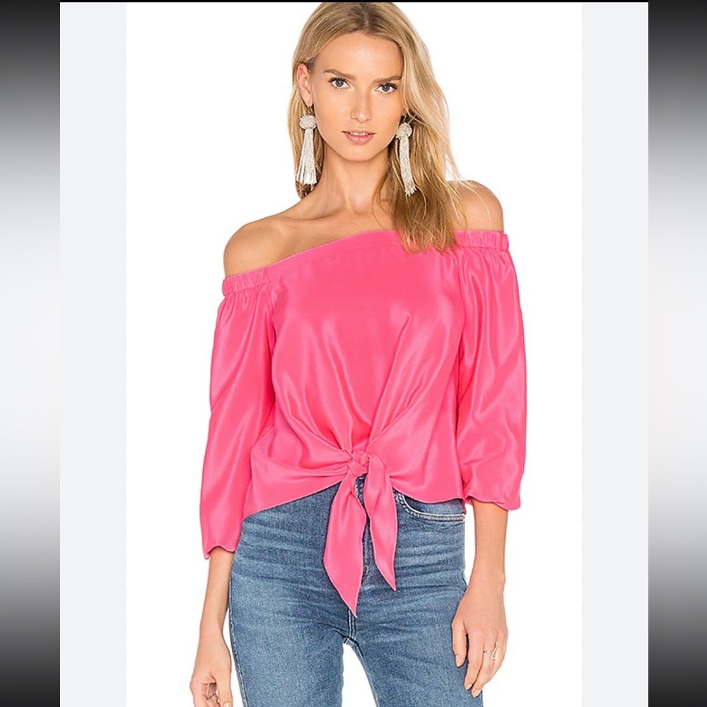 Amanda UpRichard Hot Pink Silk Off Shoulder Mila Top